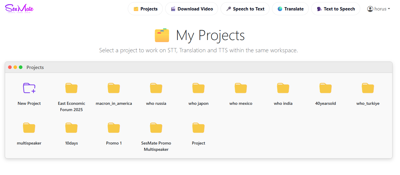 Managing Projects and Files in SesMate